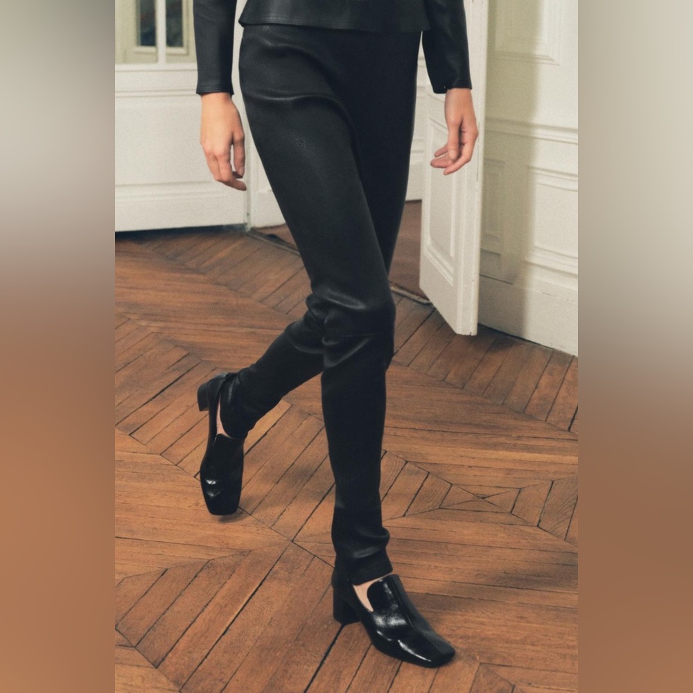 NWT Zara 100% Leather Luxury Moto Pans / Leggings - Real Soft Sheep Leather